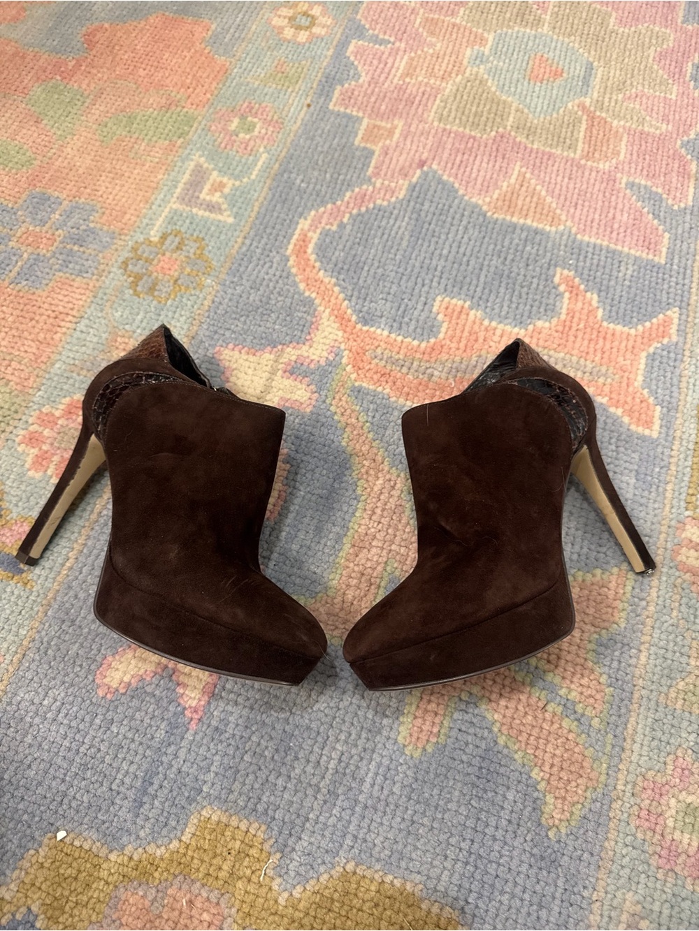 Ivanka Trump Women's Brown Suede High-Heel Ankle Booties